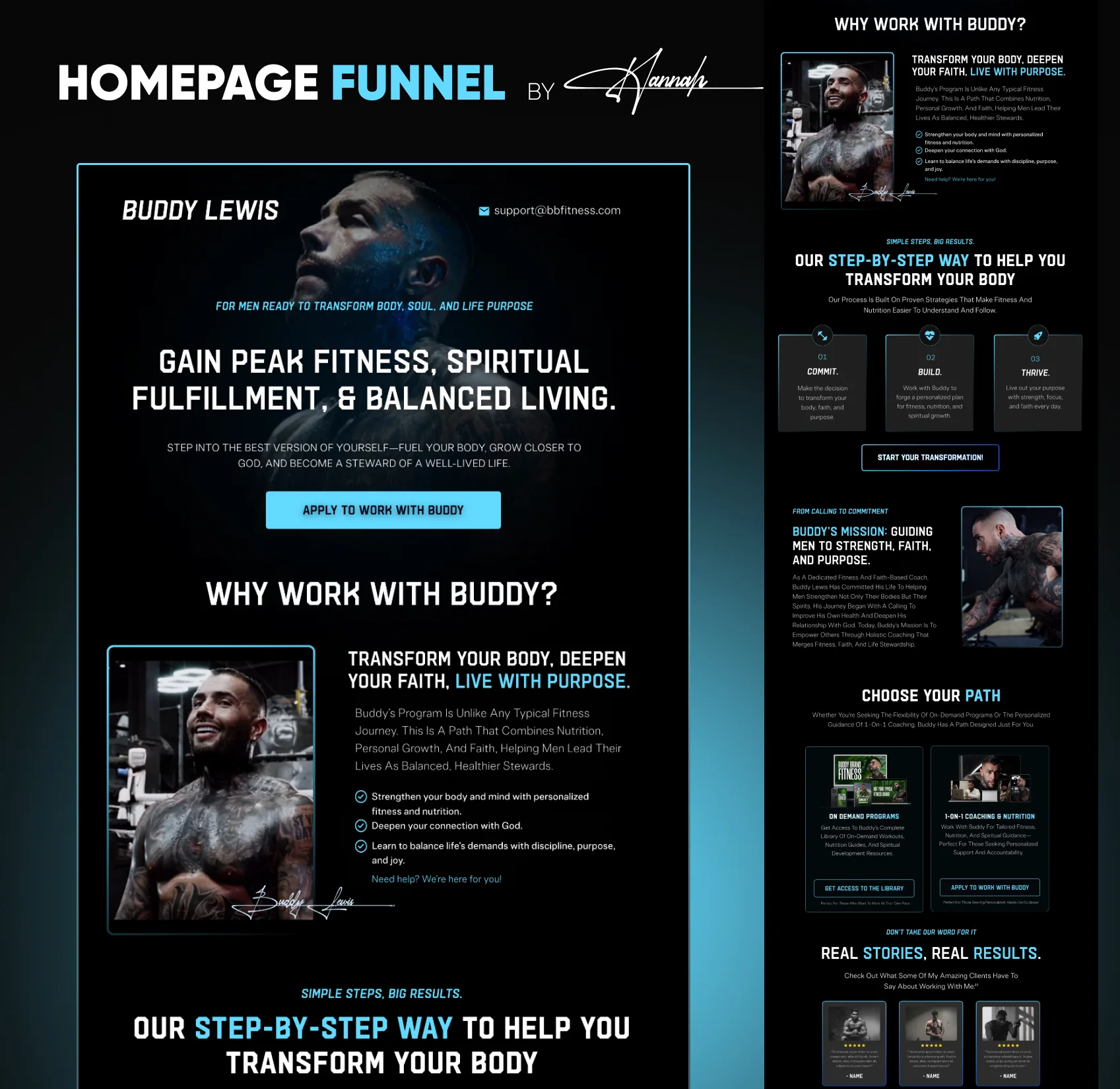 Buddy Lewis Homepage Funnel concept