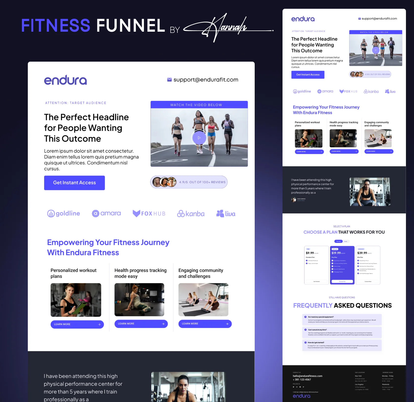 Endura Fitness Fitness Funnel concept