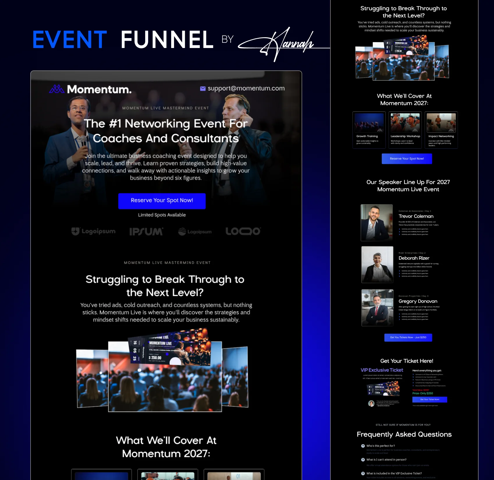 Momentum Leaders Event Funnel concept